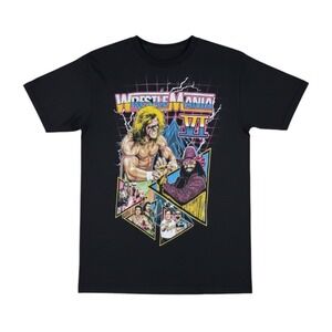 WrestleMania VI T-Shirt Size Small Black WWE Ultimate Warrior vs Macho Ma